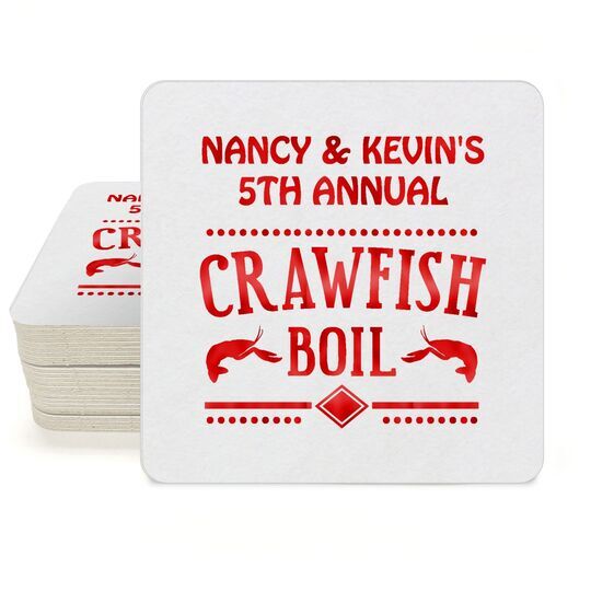 Crawfish Boil Square Coasters
